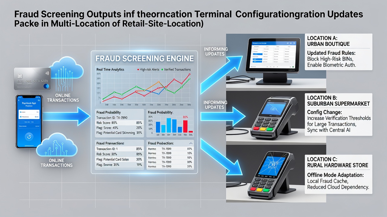 Fraud screening data flowing into retail payment terminal updates