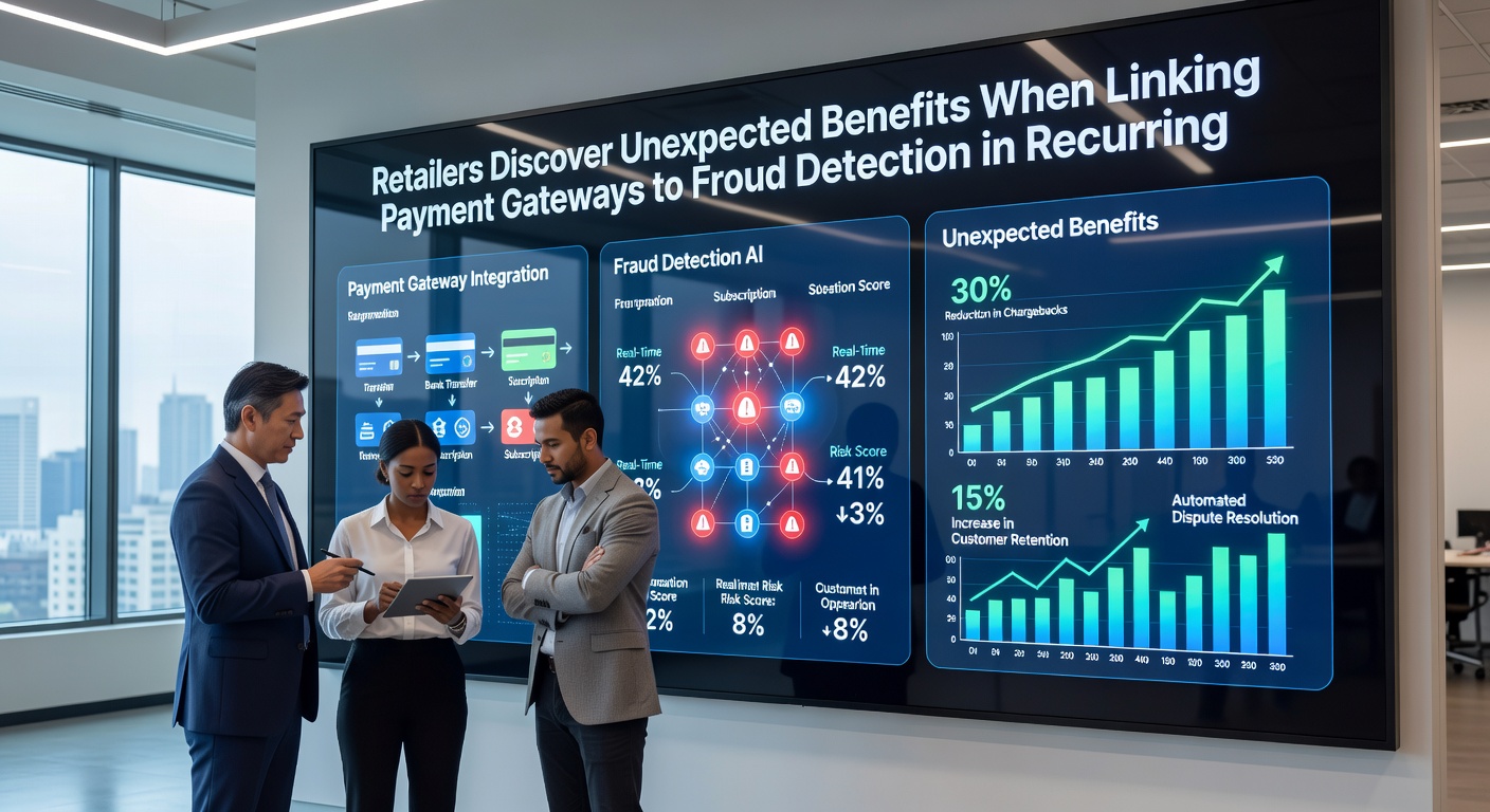 Data analytics dashboard showing fraud detection insights tied to recurring payment flows