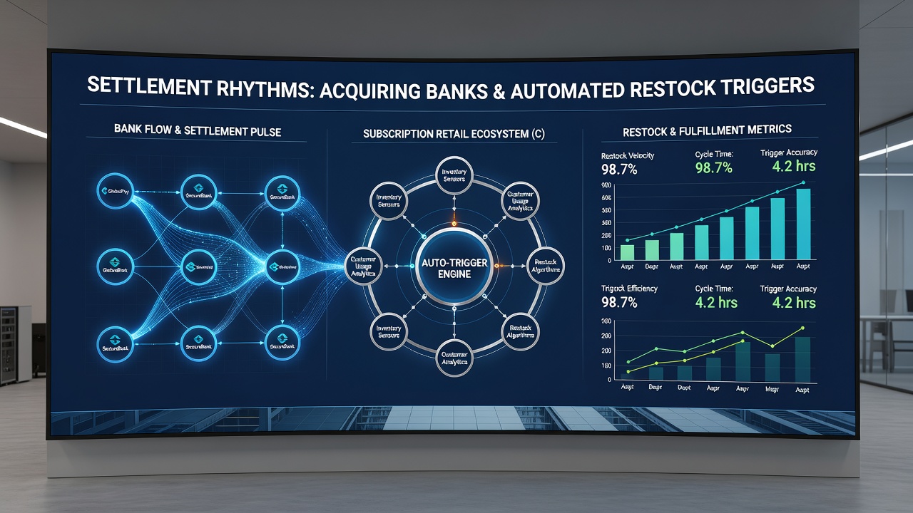 Automated restock triggers responding to acquiring bank settlement data in retail supply chains