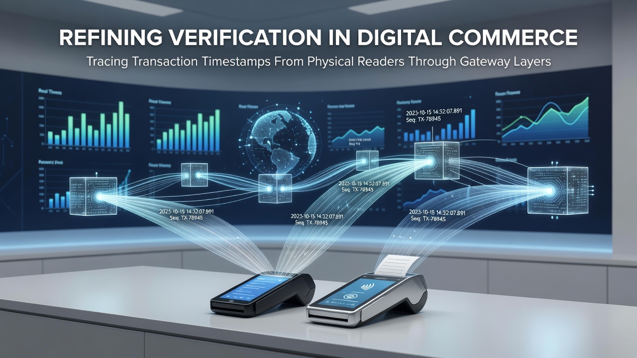 Flow diagram illustrating timestamp capture at physical card readers and propagation through gateway layers for verification refinement